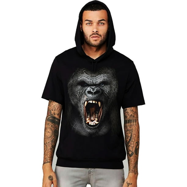 Finest Prints Gorilla Body Sixpack Mens Hooded Sweatshirt Finest Prints Gorilla Body Sixpack Mens Hooded Sweatshirt